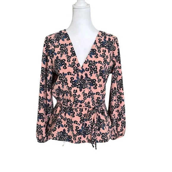 J. Crew Women’s V-Neck Long Sleeve Peplum Blouse Pink Size 6 - Picture 4 of 15